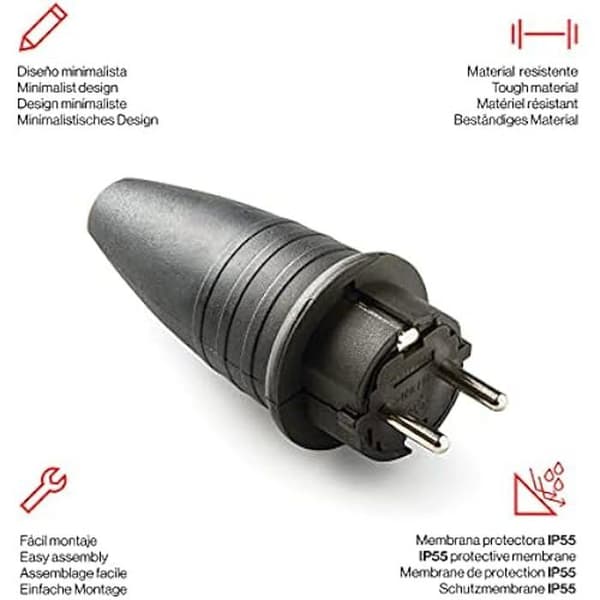 Eluttag - FAMATEL - 1144 TT - 16A - 250V - Gummi IP44 Svart