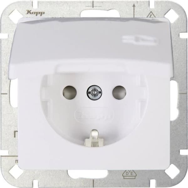 KOPP single Insert 2P+E uttag med klaff HK05 arctic white