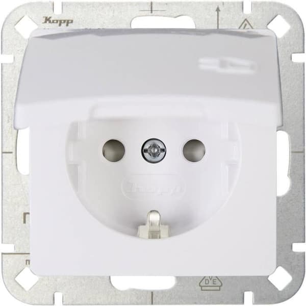 KOPP single Insert 2P+E uttag med klaff HK05 arctic white