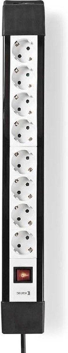 Nedis Power Strip | PG stik / Type F (CEE 7/7) | 8-vejs | 3,00 m | 3680W | 16 A | Jordingstype: Sidekontakter | 230 V AC 50/60 Hz | Vinkel på fatning: