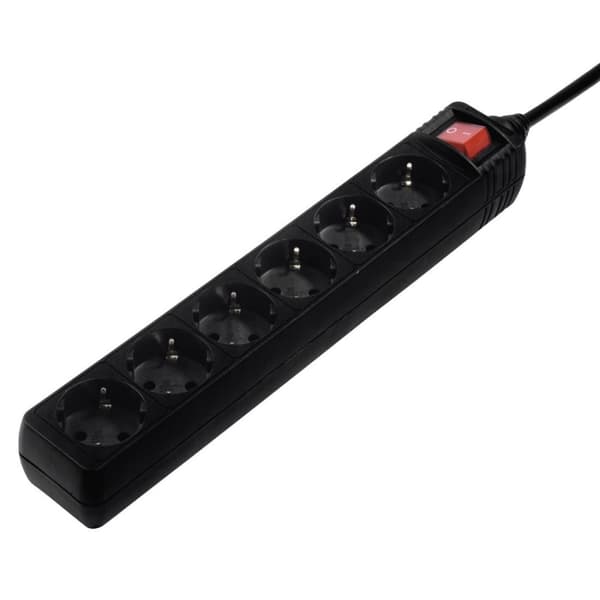 Hama 137265 forlængerkabel 3 m 6 AC-udtag indendørs sort (00137265)