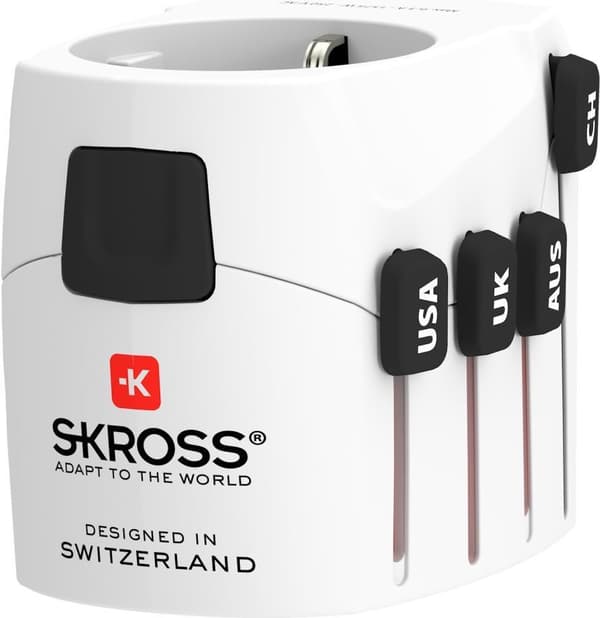 SKROSS rejsestik PRO World & USB (7A), hvid (00215276) Hvid