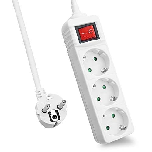 Helos CLASSIC stikdåse, 3-vejs, hvid, 1,5 m, med afbryder Robust klassisk design, 1,5 m forsyningsledning, ledertværsnit: 1,5 mm², kabeltype: H05VV-F