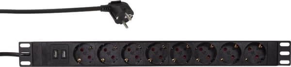 LogiLink PDU8C02 strømfordeling 1U Sort 8 AC stikkontakt(er)