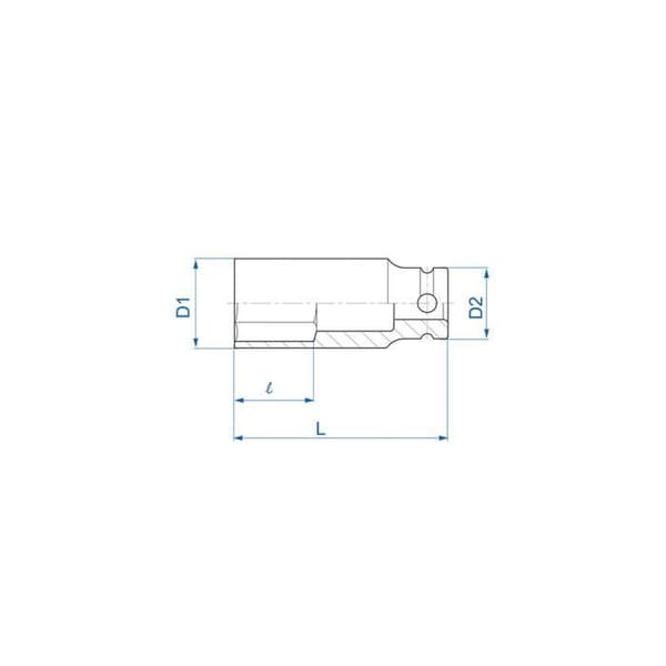 Lång slagnyckel 12-kant metrisk 1/2" - 22 mm