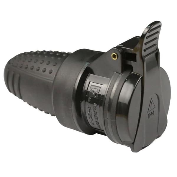 ZENITECH IP44 16A 2P + E vattentät elkontakt hona - Svart