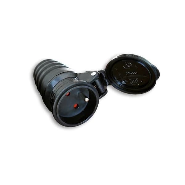ZENITECH IP44 16A 2P + E vattentät elkontakt hona - Svart