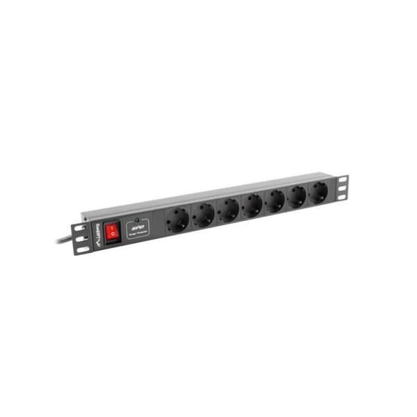 Réglette - LANBERG - 1U - 16A - 7 Uttag - 2M - Svart