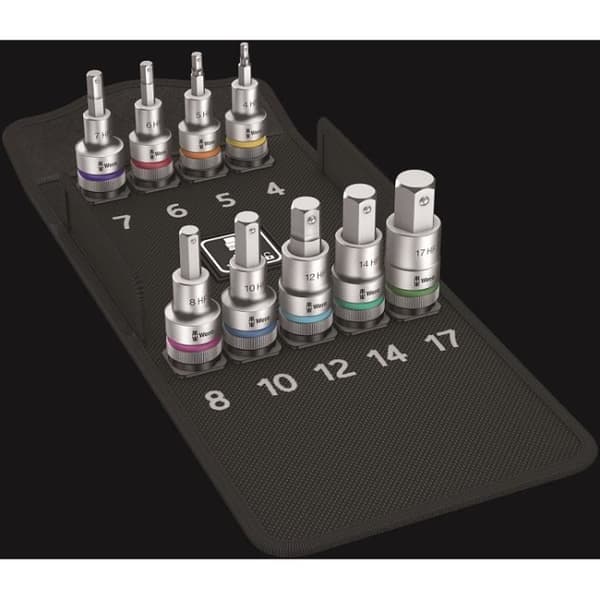 Set med 9 uttag 1/2 tum HF - sexkant hane WERA 05004201001
