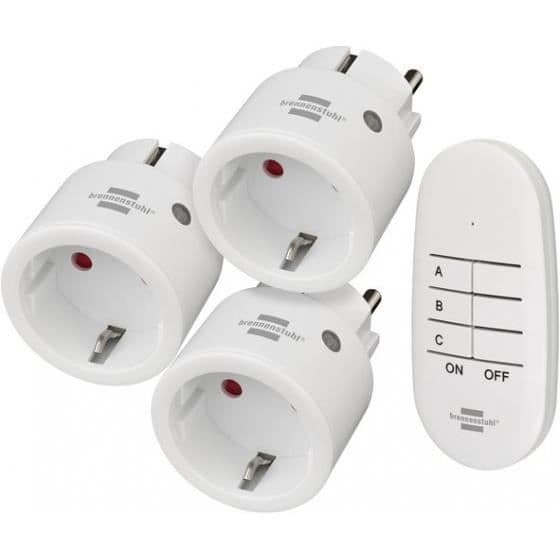 Fjärrstyrda uttag - Brennenstuhl - Set om 3 - Vit - Asymmetrisk - Inomhus