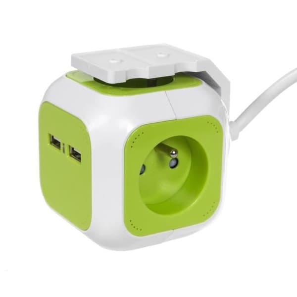 Magic Cube grenuttag 4-uttag / 2 USB-ingångar 1,4m GreenBlue GB118