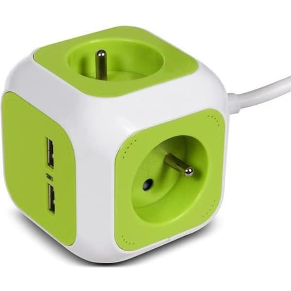 Magic Cube grenuttag 4-uttag / 2 USB-ingångar 1,4m GreenBlue GB118