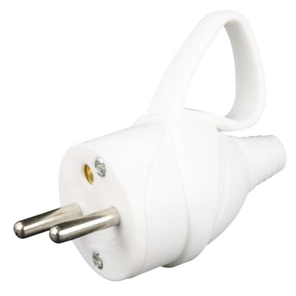 ZENITECH Elkontakt hane med ring 16A 2P + T vit