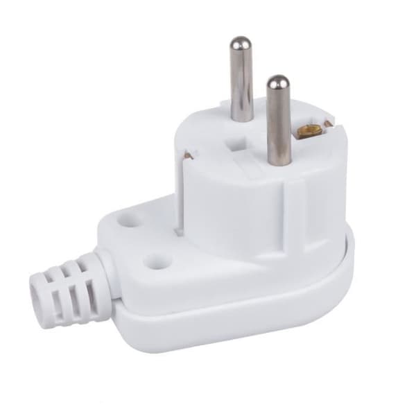 Maclean MCE330 vinklat uttag Uni-Schuko jordkontakt 16A 250V Vit plast