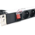 Miniatyrbild 4 av 4: Aluminiumlist 8 uttag 19'' + mellan + 1,80m sladd