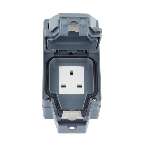 Schneider eluttag - LWP3010E - Smidigt IP66 vattentätt strömbrytaruttag 13 A 250 V Grå med extern strömbrytare