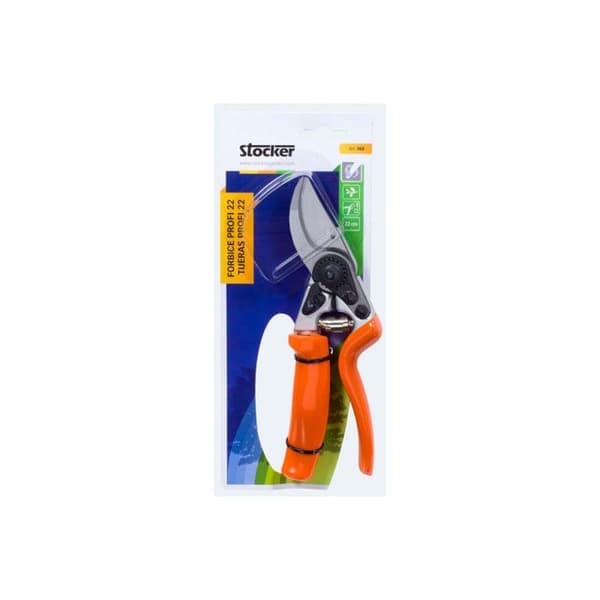 Trädgårdssax - STOCKER - 368-22 - Böjd blad - Rotationshandtag - 22 cm