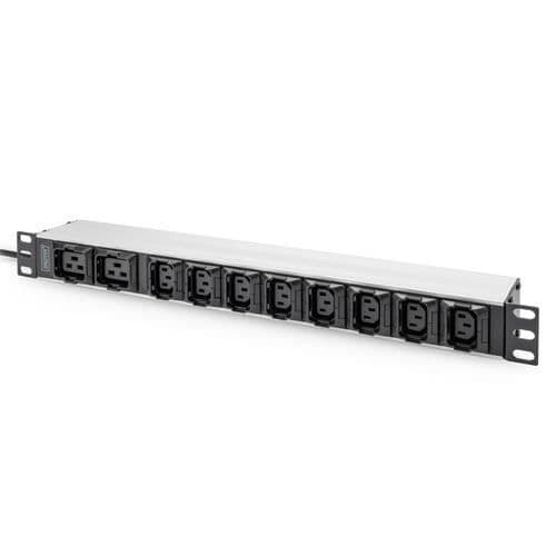 Multiprise - DIGITUS - 10 uttag - Aluminium - Kabel 2m - Anti-drag skydd
