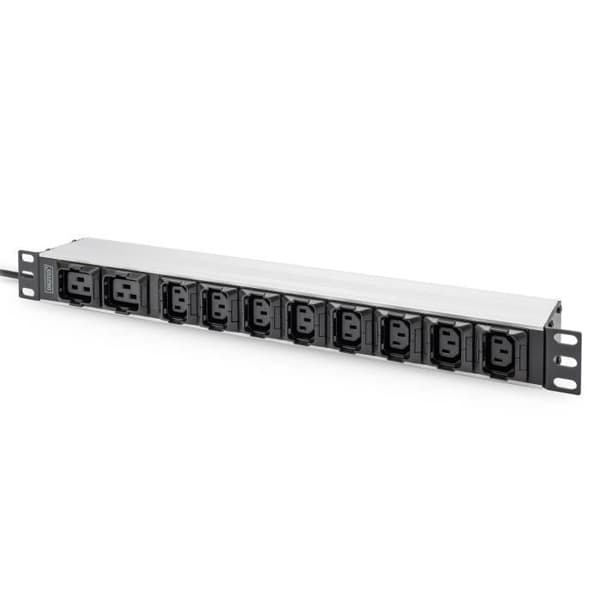 Multiprise - DIGITUS - 10 uttag - Aluminium - Kabel 2m - Anti-drag skydd