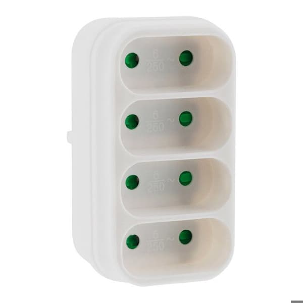 Multiprise 4 uttag för front - Quadriplite - 4x6A - Vit - Zenitech