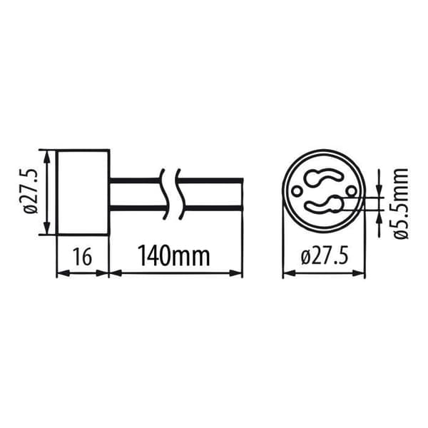 Douille GU10 - Maclean - MCE428 - Keramik - 14 cm - 500W max - Silikonisolering