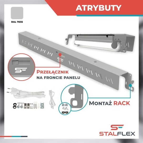 Multiprise Stalflex - B-RLF19-1UG - Multiprise panel LED 19, 1U, grå, serie B