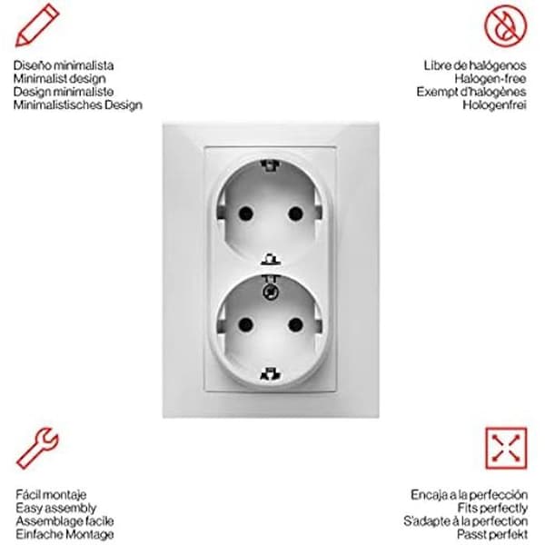 Dubbelkontakt - FAMATEL - 6516505061 - 16 A - 250 V - Vit flerfärgad