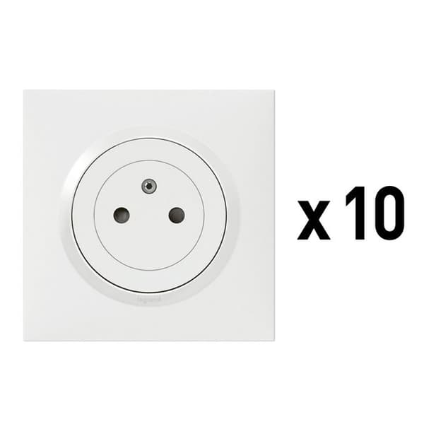 Eluttag - Legrand - Dooxie One - Set med 10 - 16A - Vit - 2P+E