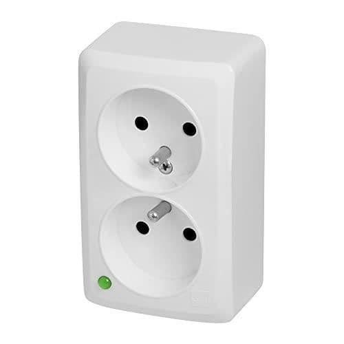 Dubbel Jack - Berg - 3743-00 - 16A - 2P+T - Klar att installera - Vit