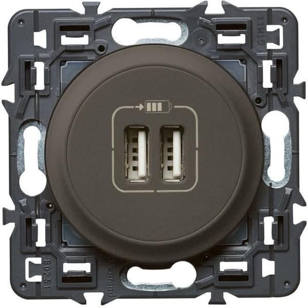 LEGRAND Celiane Dubbel USB-uttag 1500mA infälld modulär grafit