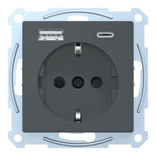 Merten Meg2367-0414 Schuko Steckdose Mit Usb-Ladegerät Typ A Und Typ C