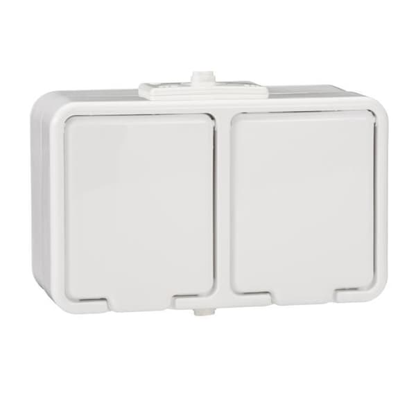 Eluttag - SCHNEIDER - Cedar NT230H01 - Dubbel 2P+T - Vattentät IP44 - Vit