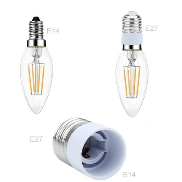 Intirilife 4x lampsockeladapter E27 till E14 i VIT - Set med 4 omformateringsomvandlare för lampsockel