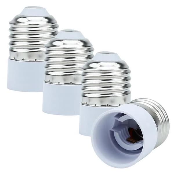 Intirilife 4x lampsockeladapter E27 till E14 i VIT - Set med 4 omformateringsomvandlare för lampsockel