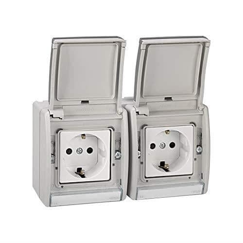 Simon 4490433 035 Dubbelbasficha bipolär med sidokontakt kopplad Grå 10/16 A 250 V Emb. RAPIDO -