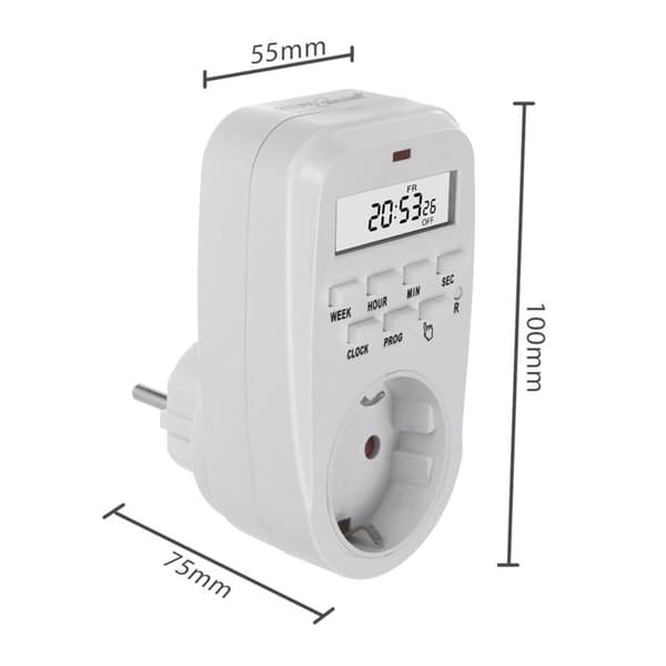 Eluttag med digital timer - GreenBlue - GB362 F - Programmerbar - Max. laddning 16A - IP20