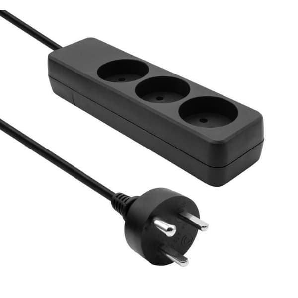 Power Strip - ProXtend - Dansk Power Strip 3-Way 1M - Svart - Rektangulär - Inomhus