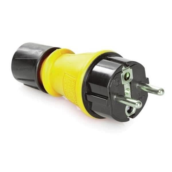 Perel extern kontakt hanstift jordad/schuko 250V IP54 svart