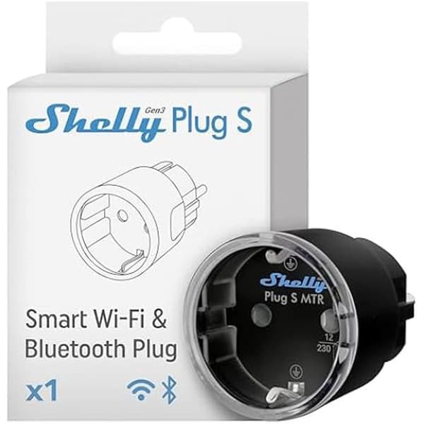 Ansluten kontakt - SHELLY - Plug S Gen3 - Wi-Fi och Matter - Programmerbar - Energikontroll