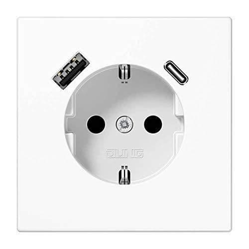 Eluttag med USB-portar - Jung - Ls1520-15Caww - Vit - Rektangulär - Inomhus