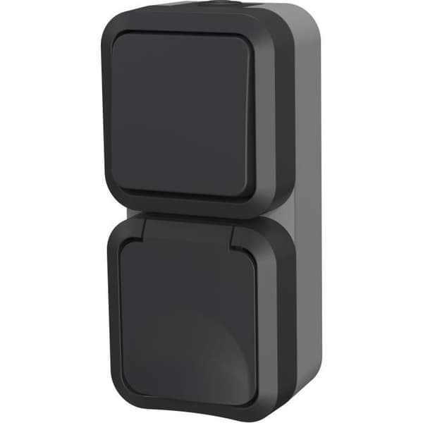 Dubbel tvåvägsbrytare + Vertikalt uttag - QUARX - Aqua Pro - Utomhus, vertikal, IP55, 250V, 16A