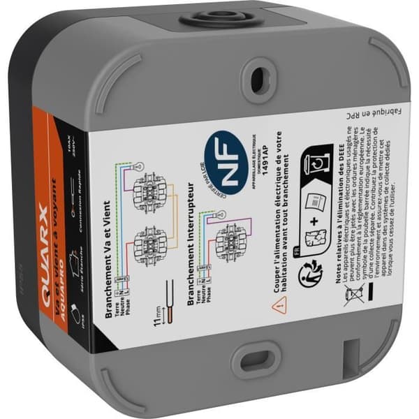 Kaksiasentoinen kytkin - QUARX - Aqua Pro - Ulkokäyttöön, merkkivalo, IP55, 250V