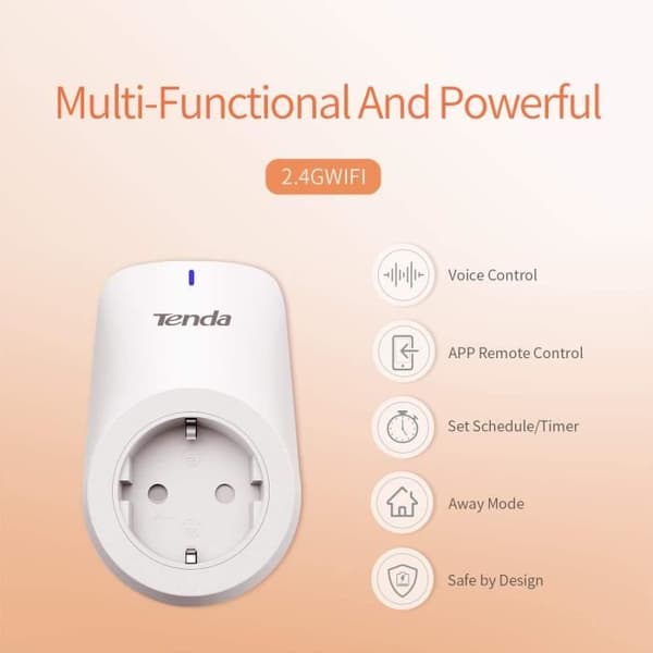 TENDA 2,3KW anslutet uttag, babyskydd, fjärrkontroll, kompatibel med Alexa, smart uttag, wifi-uttag. Beli SP3-1