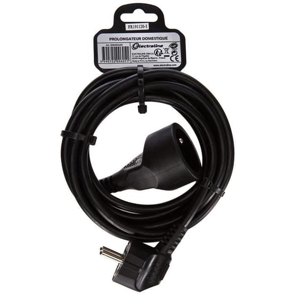 Hushållsförlängning HO5VVF - 3x1,5 mm² - 3 m - svart