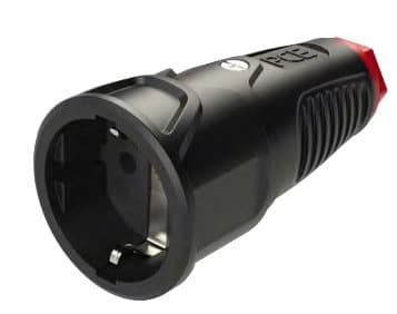 Kannettava kuminen pistorasia 16A 2P+Z 230V IP20 musta-punainen TAURUS2 PCE 2410-SRW