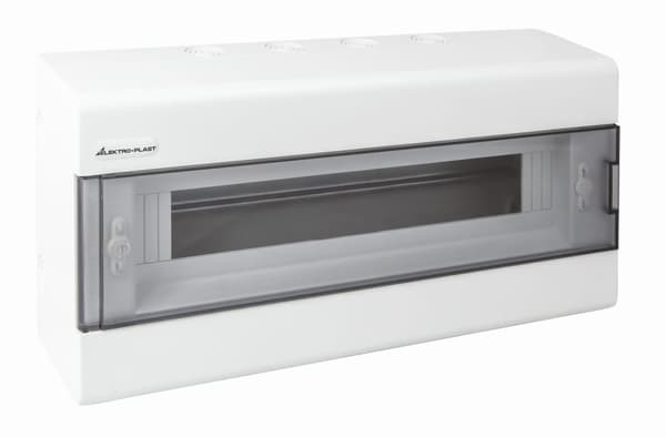 Modulär fördelningscentral 1x18 utanpåliggande transparent N+PE SRn-18 Elektro-Plast 1.5