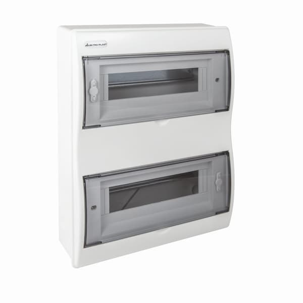 Modulaarinen jakokeskus 2x12 pinta-asennettava läpinäkyvä N+PE RN-24 Elektro-Plast 7.5