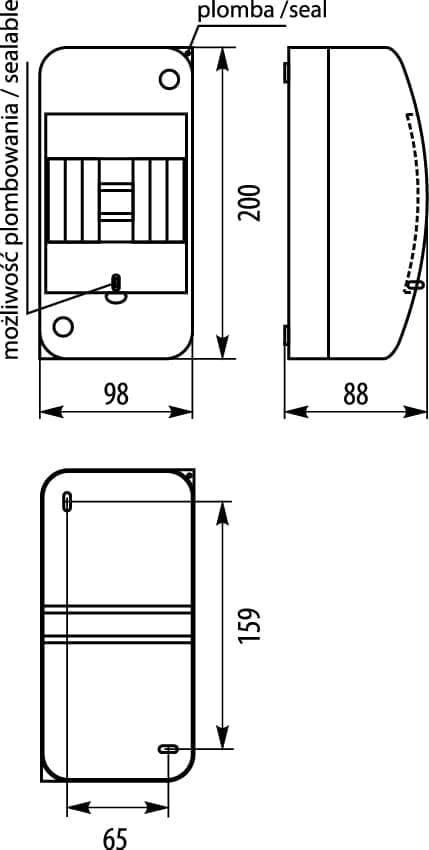 Modulaarinen jakokeskus 1x4 pinta-asennettava läpinäkyvä N+PE RNT-4 Elektro-Plast 3.2