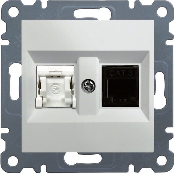 RJ11/12 + RJ45-liitin, valkoinen LUMINA
