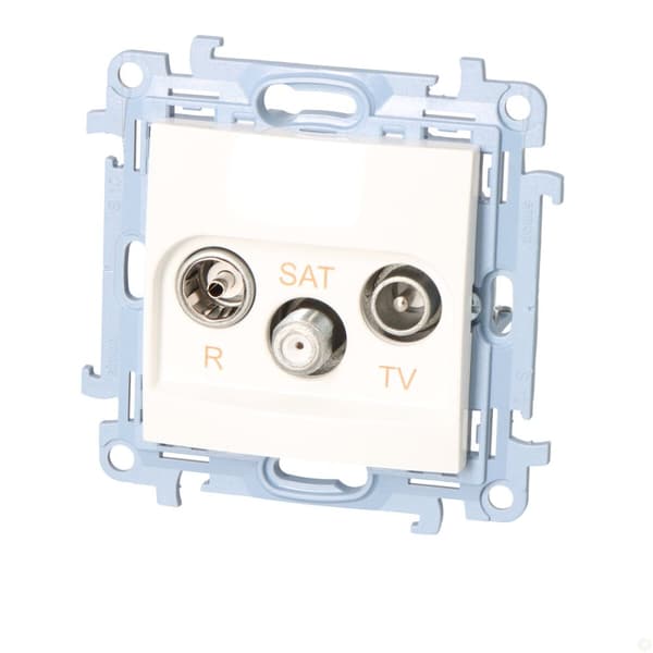 R-TV-SAT pass-through antennestik (modul) dæmper SAT -8 dB, TV-10 dB, R-12 dB, hvid Simon10